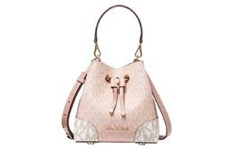 Michael Kors Сумка-ведро из холста с полиуретаном, ручная сумка, сумка через плечо, женская, мини, розово-белая 32s0gz5c0v-ballet-multi