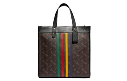 Coach Сумка-шоппер из коровьей кожи, сумка-шоппер, сумка через плечо, сумка-туба женская, черная с радужными полосками c2791-b4si1