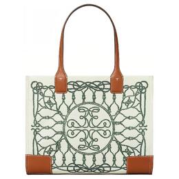 Tory Burch Сумка-шоппер Ella из переработанного полиэстера, сумка для покупок, сумка через плечо, женская сумка-труба цвета слоновой кости и зеленого цвета 159266-960