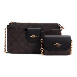 Coach Сумка-тоут POPPY из кожи, женская, темно-коричневая, через плечо c3328-imaa8