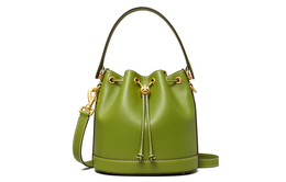 Tory Burch Женская кожаная сумка-ведро с монограммой T, зеленая 80504-300