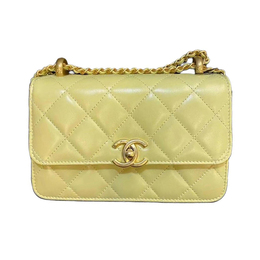 Chanel Сумка-конверт из телячьей кожи, сумка-клапан, сумка через плечо, мини-сумка через плечо, женская, желтая as2615-b05973-ns835