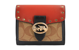 Coach Женский кошелек-клатч из кожи и ткани Georgie Monogram, коричневый, красный, черный, разноцветный 6791-imrl7