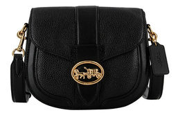 Coach Сумка-мессенджер Georgie Leather Bacchus, сумка-седло, сумка через плечо, маленькая, женская, черная c3241-imblk