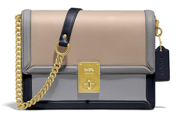 Coach Сумка Hutton Leather Small Square Bag на цепочке, женская, через плечо, сине-коричневая, многоцветная 89070-b4sbg