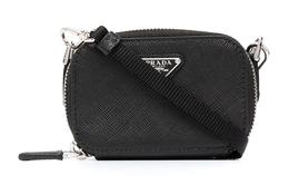 Prada Сумка через плечо из сафьяновой кожи, мини-сумка унисекс, черная 2tt1052ahf-f0002