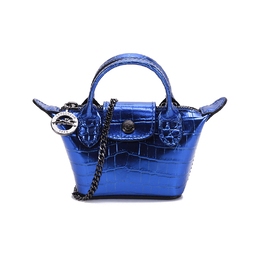 Longchamp Сумка-мешок Le Pliage Cuir из коровьей кожи, сумка-мессенджер, сумка на плечо, сумка через плечо, мини-кошелек для монет, синяя, женская 10099hvc127