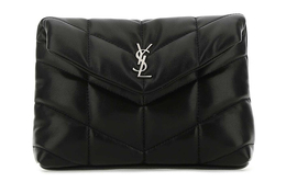 Saint Laurent LOULOUPUFFER, стеганая сумка-облако из овчины, сумка-подушка, косметичка, клатч, маленькая женская, черная 6508801el00-1000