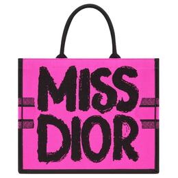 Christian Dior Сумка-шоппер BookTote с вышивкой, сумка для покупок, женская сумка большого размера цвета фуксии и фиолетового цвета m1286zezy-m75e