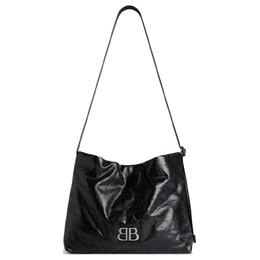 Balenciaga Сумка-хобо из мелкозернистой коровьей кожи, женская, черная 8041502abal1000