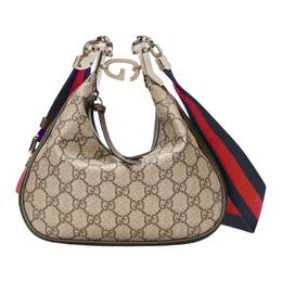 Gucci Сумка через плечо Attache из холста с кожаной отделкой, женская, бежевого цвета, небольшого размера 699409-96grn-9769