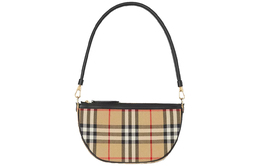 Burberry Сумка Olympia из холста с кожей, сумка-полумесяц, сумка-мессенджер, сумка-мессенджер, классическая женская сумка через плечо, бежевый цвет 80434051
