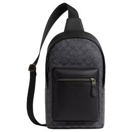 Coach Сумка-слинги West Coated Canvas Crossbody Bags Sling Bags Small Size Men's Charcoal Black cv924-qbmi5
