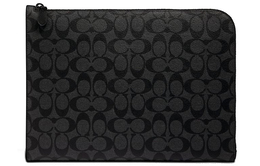 Coach Сумка для ноутбука из телячьей кожи с покрытием L-типа, портфель, папка для документов на молнии, клатч для мужчин, угольно-черный цвет c3144-qbchr