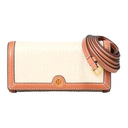 Tory Burch Женский кремовый клатч из лакированной кожи с монограммой на одно плечо 136233-108