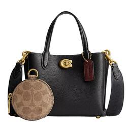 Coach Сумка-шоппер Willow из шагреневой кожи, сумка-шоппер, сумка через плечо, женская сумка небольшого размера, черная cw549-b4m2