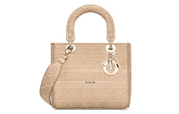 Сумка Lady D Lite Canvas Lady Christian Dior, женская, бежевого цвета, среднего размера m0565orey-m919