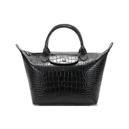 Longchamp Сумка-труба женская, черная, с рисунком крокодила из коровьей кожи Le Pliage Cuir 1512hvc001