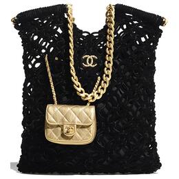 Chanel Сумка-шоппер из овчины с металлическим покрытием, женская, черная с металлическим оттенком as2623-b05989-94305