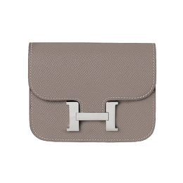 Hermes Женский клатч-кошелек Constance Slim Epsom Leather, серый, с изображением слона h082060ck18