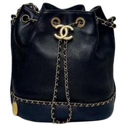 Chanel Женская сумка-ведро из овчины и зернистой коровьей кожи, черная as0373-b00237-94305