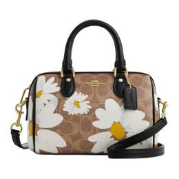 Coach Сумка-тоут из холста с покрытием Rowan, наплечная сумка через плечо, мини, женская, золотисто-бежевая, многоцветная cz596-imtam