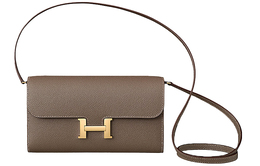 Hermes Сумка-кошелек Constance To Go Epsom из кожи, через плечо, обычная женская, размер 18, цвет слона, серый h080125cc18