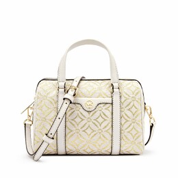 Michael Kors Дорожная сумка из ткани, сумка через плечо, сумка-трубы, женская, молочно-белая с золотом 35f4gtfc1j-795