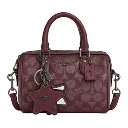 Coach Женская мини-сумка через плечо из холщовой ткани Rowan Coated, цвет бордо cx186-qbo2q