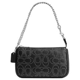 Coach Сумка женская Nolita Litchi из натуральной кожи на одно плечо, маленького размера, черные cx262-svbk