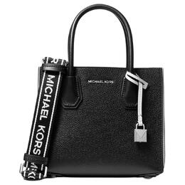 Michael Kors Сумка-тоут Mercer из цельнозерновой кожи личи, сумка через плечо, женская, среднего размера, черная 30h8sm9m3t-black