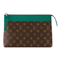 Louis Vuitton Мужской клатч-сумка Voyage Coated Canvas, коричневый и зеленый m13199