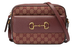 Gucci Сумка для фотоаппарата из холста с кожей, сумка через плечо, маленькая, женская, бордового цвета 645454-9y9ng-9865