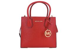 Michael Kors Сумка-багажник Mercer Litchi Grain из коровьей кожи, сумка-мессенджер, сумка через плечо, женская, красная, Trumpets 35s1gm9m2l-flame