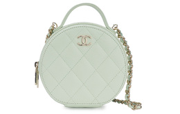Chanel Круглая сумка из телячьей кожи, женская, светло-зеленая ap2502-b07186- ng118