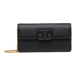 Valentino Сумка-кошелек Vlogo Grain из телячьей кожи с цепочкой, клатч, дамская сумочка, стандартная женская, черная zw2p0-s93rqr-0no