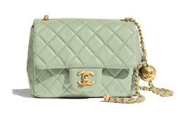 Chanel Миниатюрная квадратная сумка-клапан из коровьей кожи, маленькая сумка-шар, женская, зеленая as1786-b02916-绿色