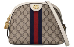 Gucci Сумка Ophidia из холста с кожаным куполом, сумка через плечо, маленькая женская сумка цвета эбенового дерева и белого цвета 499621-k05nb-9794