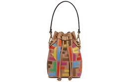 Fendi Сумка-ведро Mon Tresor из смешанного полиамида, сумка через плечо, женская, мини-сумка, бежевая и разноцветная 8bs010-ahw7-f1fsh