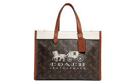 Coach Сумка-туба из коровьей кожи, через плечо, женская, темно-коричневая с белым c8458-b4txn