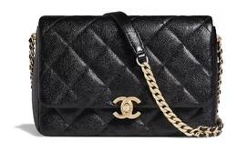 Chanel Сумка-чехол из зернистой тисненой коровьей кожи, женская, через плечо, черная as3103-b07628-94305