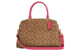 Coach Сумка Lillie из холста с кожаной вставкой через плечо, большая женская сумка цвета хаки и розово-красного цвета 91495-imtvy