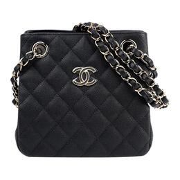 Chanel Сумка-хобо из коровьей кожи с тиснением Caviar Grain, сумка-шоппер, сумка через плечо, женская, черная as3176-y33352-94305
