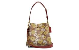 Coach Сумка-ведро из ткани с ивовым покрытием и телячьей кожей, сумка через плечо, женская сумка-туба цвета ржаво-красный c9722-b4pez