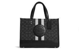 Coach Сумка-шоппер Dempsey Vintage Linen With Leather с, черный монограммой для женщин c8448-svrt6