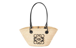 Loewe Сумка-шоппер "Anagram Basket Palm Fiber With The Cow Leather" (корзина из пальмового волокна и коровьей кожи), сумка для покупок, сумка через плечо, женская сумка-труба, черная a223p65x01-2165