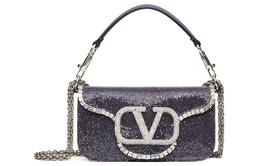 Valentino Сумка-багет Locò из кожи, сумка-мессенджер, сумка через плечо, мини, женская, темно-фиолетовая/серебристая w2b0k53slxv4c