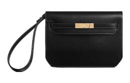 Hermes Мужской кожаный клатч Kelly Depeches Box, черный, Noir h082312cc89