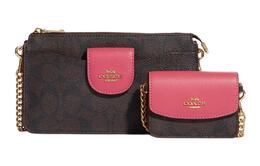 Coach Сумка-тоут из коровьей кожи с ПВХ, сумка на плечо, женская, коричневая и арбузно-красная c3328-imuoe