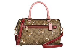Coach Женская сумка-туба Rowan Iconic из ткани с покрытием и гладкой кожей, через плечо, цвет хаки cc425-ime7v